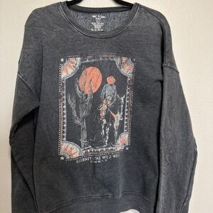 Grey western graphic crewneck